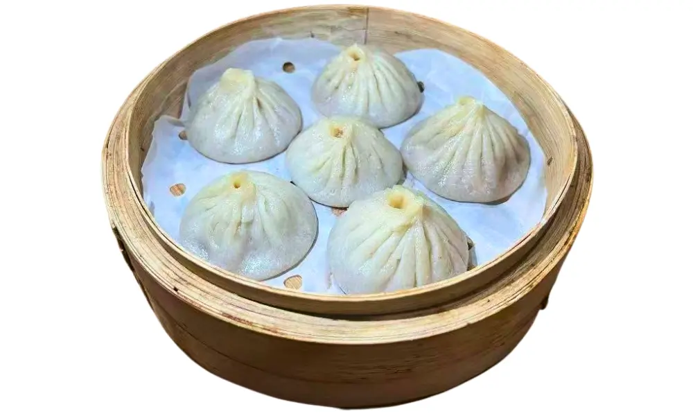 Steamed shrimp and pork xiaolongbao at Impression of Lanzhou, a Chinese Restaurant in Berkeley.